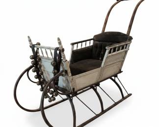 Antique Sleigh Baby Carriage or Doll Stroller third image