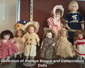Collection of Antique Bisque and Composition Dolls