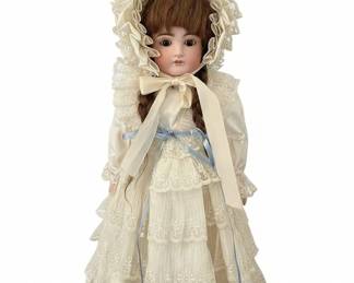 Early Porcelain Doll with French Human Hair Wig
