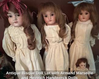 Antique German Bisque Doll Lot by Simon & Halbig, Kestner & Armand Marseille  