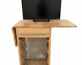 Hitchcock Style Drop Leaf Dining Table with Chairs and Rolling Kitchen Cart