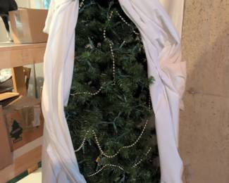 PreLit Artificial Christmas Tree with Silver Beads