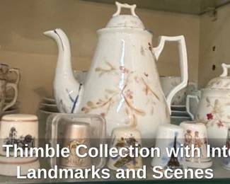 Porcelain Thimble Collection with International Landmarks and Scenes