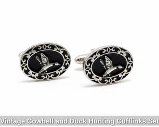 Vintage Cowbell and Duck Hunting Cufflinks Set second image