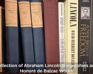 Collection of Abraham Lincoln Biographies and Honor de Balzac Works