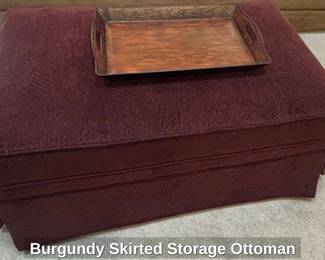 Burgundy Skirted Storage Ottoman