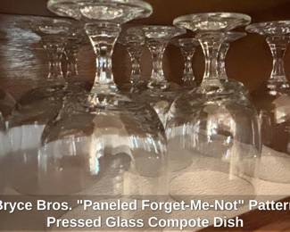 Bryce Bros. Paneled ForgetMeNot Pattern Pressed Glass Compote Dish second image