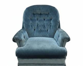 Blue Velvet Tufted Swivel Armchair