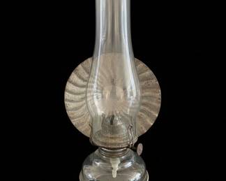 Antique Eagle Pat Pending Wall Mounted Oil Lamp with Ammonite Backplate