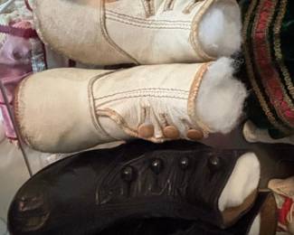 Antique Victorian or Edwardian Baby or Doll Shoes and Marbles second image