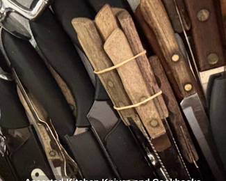 Assorted Kitchen Knives and Cookbooks