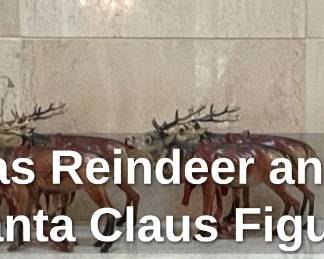 Vintage Christmas Reindeer and Sleigh Set with Santa Claus Figure