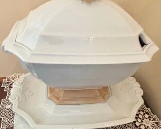 Antique White or Gold Important Ironstone Tureen Set by Bull Hill Pottery second image