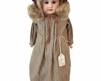 Antique Simon  Halbig German Bisque Doll with Mohair Wig and Original Clothing