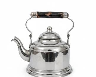 Vintage Simplex Chrome Tea Kettle with Wood Handle