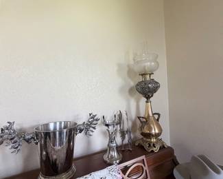 Antique lamp, piano