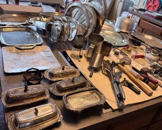 Serving trays, utensils