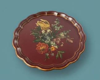Vintage Chinoiserie Style Hand Painted Tole Tray second image