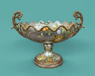 Capodimonte Style Fruit Bowl with Cherubs and Scroll Handles second image