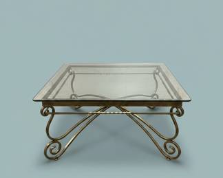 Hollywood Regency Gilt Iron Scroll Coffee Table second image
