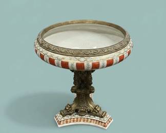 Victorian Gilt Bronze and Porcelain Compote second image