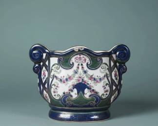 Majolica Jardiniere with Floral Swags second image