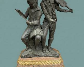 Bronze Sculpture of Young Mozart Playing Violin second image