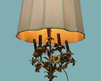 Vintage Italian Gilt Tole Floral Table Lamp second image