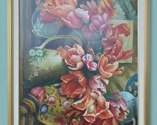 Floral Still Life Oil Painting Signed by TEP second image