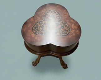 Victorian Inlaid Marquetry CloverShaped Sewing Table second image