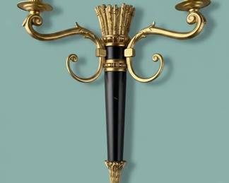 Robert Abbey Inc. Brass and Black Taper Candlestick Sconce second image