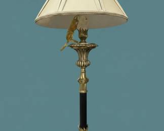 Brass and Black Column Table Lamp with Fluted Details and Claw Feet second image