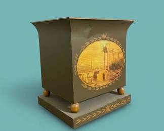 Toleware Cachepot with Landscape Scene second image