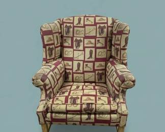 Western Themed Wingback Armchair second image