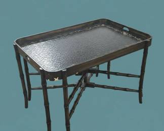 Vintage Chinoiserie Faux Bamboo Tray Table second image