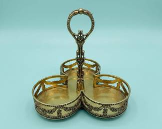Victorian Style Brass Compartment Tazza or Sweetmeat Dish second image