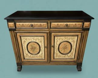 HandPainted Faux Bamboo Sideboard with Floral Motifs second image