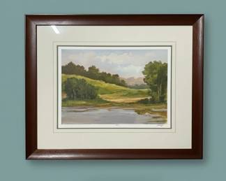 Landscape Painting with Water and Trees second image