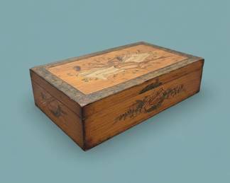 Antique Marquetry Inlaid Wooden Box second image