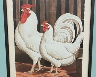 White Leghorn Rooster and Hen Lithograph by J. W. Ludlow second image