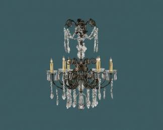 Antique French Wrought Iron Crystal Chandelier second image