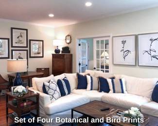 Set of Four Botanical and Bird Prints