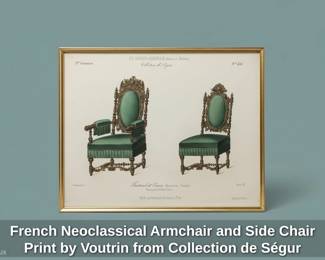 French Neoclassical Armchair and Side Chair Print by Voutrin from Collection de Sgur second image