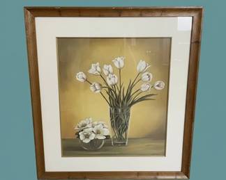 White Tulips in Vase Print by Sally Wetherby second image