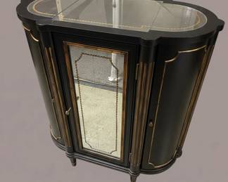Black Lacquer Bow Front Server Cabinet