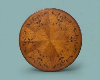 Antique Marquetry Occasional Table with Floral and Starburst Inlay second image