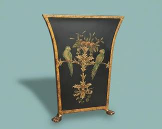 Chinoiserie Fire Screen with Parrots and Ornate Feet second image