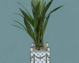 Decorative Porcelain Planter with Faux Plant second image