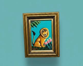 Framed Lion Cub Painting by Orville Bulman second image