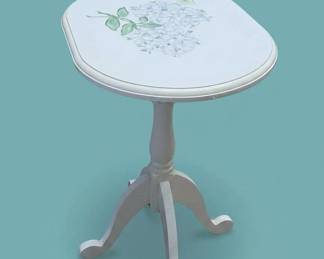 HandPainted Hydrangea and Hummingbird Pedestal Table second image